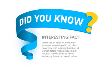 Aufkleber - Did you know question banner template, blue creative ribbon for title of text block, interesting fact popup window template