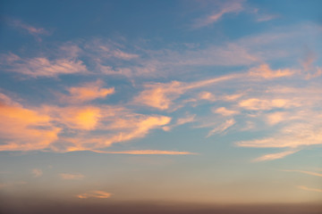 Sticker - Dramatic cloudy sky during sunset, Texture of bright evening sky in twilight time background