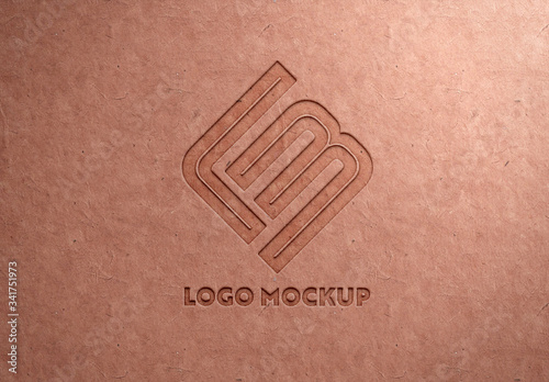 Download Debossed Logo On Recycled Paper Texture Mockup Stock Template Adobe Stock