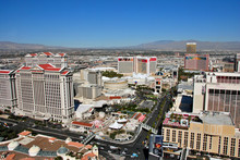 Caesars Palace And The Strip Seen From The Eiffel Tower Replica At The Paris Hotel And Casino  Las Vegas Nevada  USA