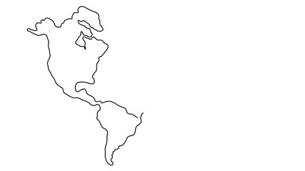 Poster - Continuous line drawing of world map. One line map of the Earth. Hand-drawn. 4K video animation with alpha channel.