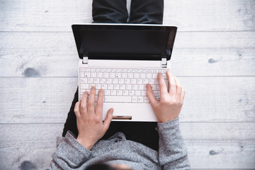 Wall Mural - woman hand computer