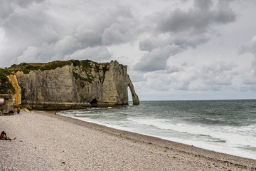 cliffs and beach of etretat in france