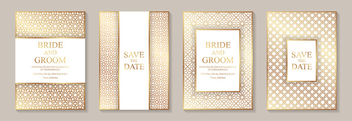 Wall Mural - set of modern geometric luxury wedding invitation design or card templates for business or presentat