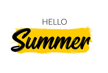 Wall Mural - Hello summer letter logo template. Vector summer welcome typographic illustration