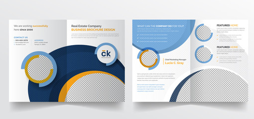 Wall Mural - Modern corporate business bi-fold brochure template for real estate