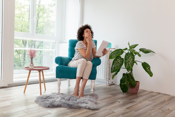 Sticker - Woman sending kisses on tablet computer video call