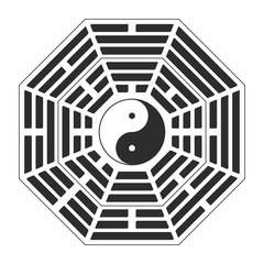 Wall Mural - vector yin and yang symbol with bagua trigrams.two variant bagua arrangement
