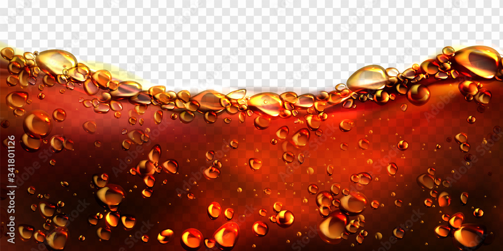 Air bubbles cola, soda drink, beer or water border. Dynamic fizzy carbonated motion on transparent background, aqua texture with randomly moving underwater fizzing droplets, realistic 3d vector frame - obrazy, fototapety, plakaty 