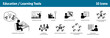 Education and Learning Icons, set of 10, from traditional education to e-learning tools