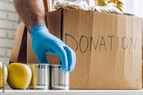 Fotomural Donation box of food for people suffering from coronavirus pandemia consequences