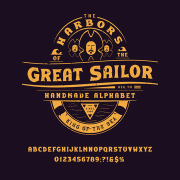  Display hand crafted vintage Font Great Sailor vintage design.