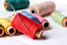 Bobbins With Thread And Needles