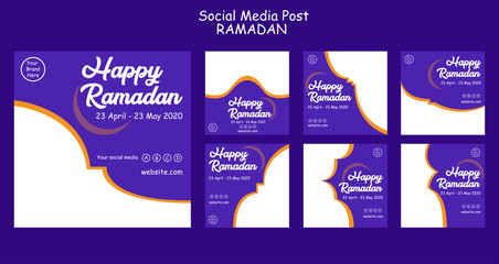 Illustration vector graphic of social media post of Ramadan Kareem.