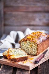 Wall Mural - Delicious homemade orange and poppy seeds loaf cake