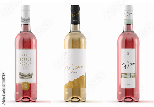 Download Rose Or White Wine Bottle Mockup Stock Template Adobe Stock