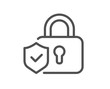 © blankstock - Security lock line icon. Cyber defence shield sign. Private protection symbol. Quality design element. Editable stroke. Linear style security lock icon. Vector