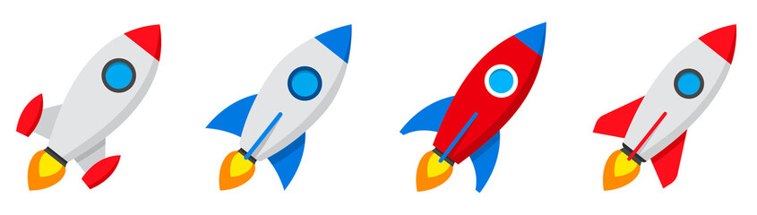 rocket icons set. spaceship launch icon. vector