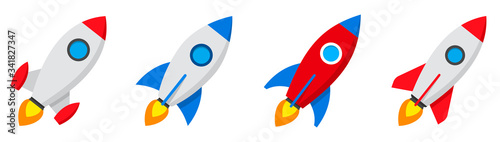 Fotografía Rocket icons set. Spaceship launch icon. Vector