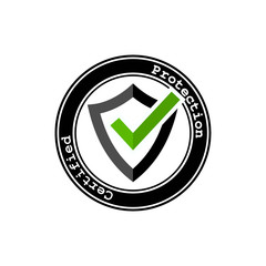 Vector illustration of certified protection icon on light background.