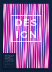 Fototapete - Neon poster, retro design, 80s Sci-Fi pattern, Futuristic Background. Flyer template. Shapes, motion, abstract, geometric vector illustration for music party invitation, minimalist banner, 1980 print.
