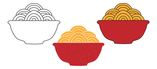 Poster - ramen noodle vector design. black and white. digital hand drawn. grain texture