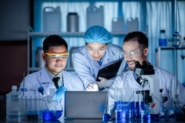 Wall Mural - health care researchers working in medicals science technology research in laboratory
