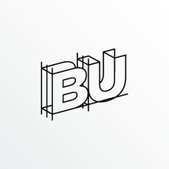 Initial Letter BU with Architecture Graphic Logo Design