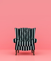 Wall Mural - Striped chair on pastel color background,minimal style conceptual background,3d rendering