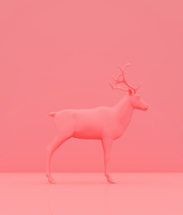 Wall Mural - Reindeer on pastel color background,minimal style conceptual background,3d rendering