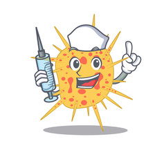 Wall Mural - A nice nurse of mycobacterium kansasii mascot design concept with a syringe