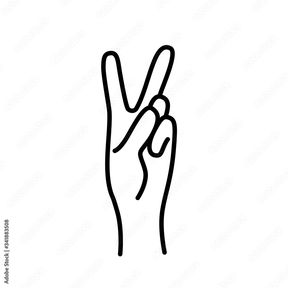 Peace sign. Victory sign. Hand gesture The V symbol of peace. Korean ...