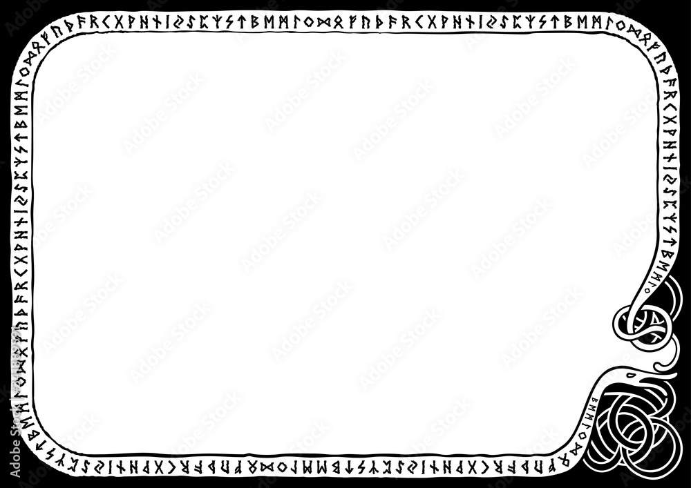 Runic Frame Runic horizontal frame/ Illustration a frame with the scandinavian ...