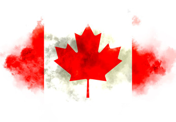 Wall Mural - Canada flag performed from color smoke on the white background. Abstract symbol.