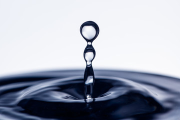 A single water droplet hitting the surface