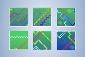 Fototapete - Set of modern abstract backgrounds with gradient linear waves. Simply geometric template for design