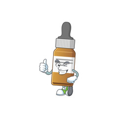 Sticker - Mascot design style of liquid bottle showing Thumbs up finger