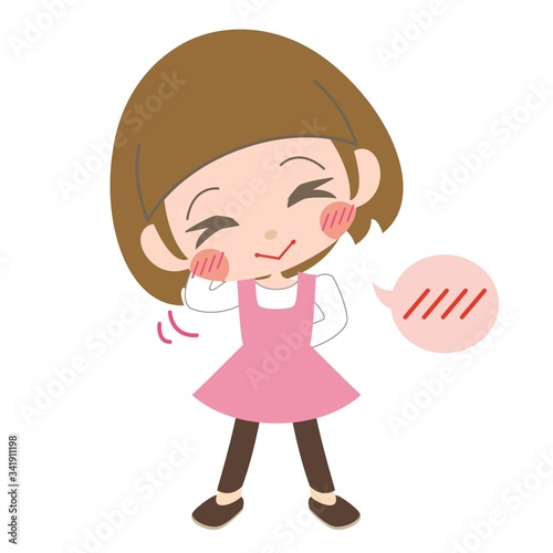 目をつぶって頭を押さえて照れる女の子 Stock Vector Adobe Stock