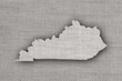 canvas print picture - Karte von Kentucky auf altem Leinen