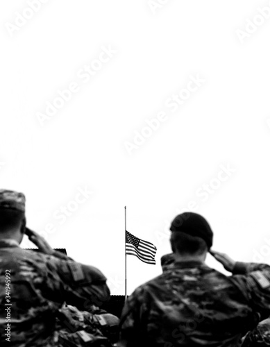 American Soldiers Salute. US Army. Veterans Day. Memorial day. Empty space for text