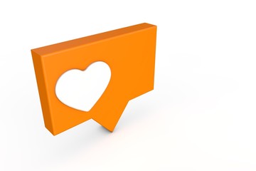 Sticker - Social media likes counter with heart shape. 3D rendering