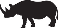 Rhino Vector Icon. Black Silhouette Of Animal 