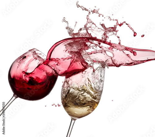 Red and white wine splash, close up Canvas Print