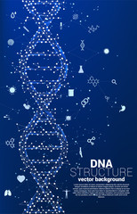 Poster - vector dna genetic structure from dot connect line polygon with icon. background concept for biotech