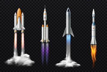 realistic rockets transparent set