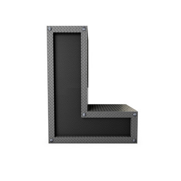 Letter L industrial metal type. 3D Rendering