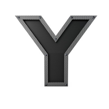 Letter Y industrial metal type. 3D Rendering