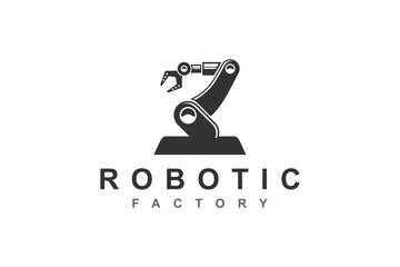 Poster - Robot arm in industrial automation technology logo design.