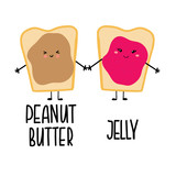Fototapeta Łazienka - Mascot Illustration of a Peanut Butter and Jam Sandwiches Hanging Out Together