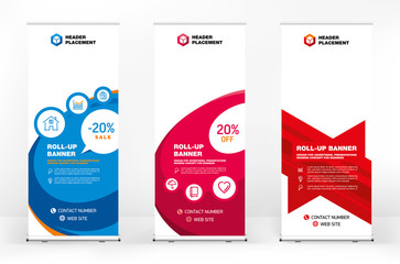 Wall Mural - set of different design options for advertising banners roll-up, modern design for presentations, co